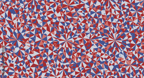 Red, white, and blue geometric triangle mosaic pattern