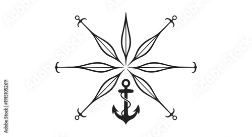 nautical anchor symbol with floral elements
