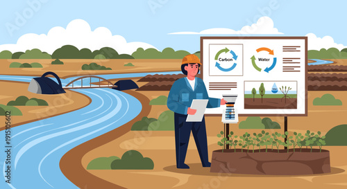 Engineer Presenting Water Management Plan for Irrigation System.