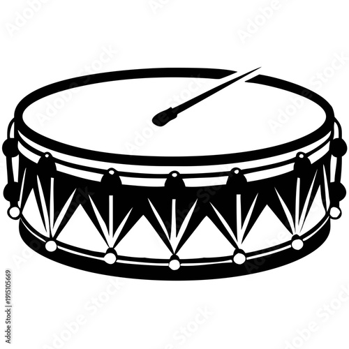 snare drum silhouette icon illustration for music, concert, and drumming design