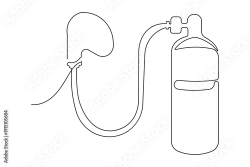 Medical oxygen mask icon single line art minimalist design isolated outline illustration