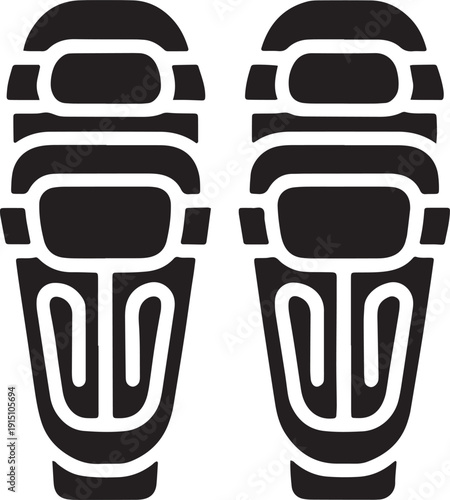 Pair of shin guards simple outline vector illustration isolated on transparent background