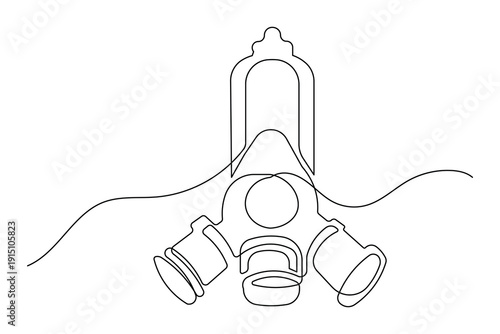 Modern oxygen tank icon simple outline single line art illustration isolated health tool