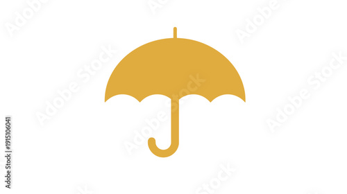 A yellow, simple umbrella illustration against a white background. It has a curved handle and a rounded top