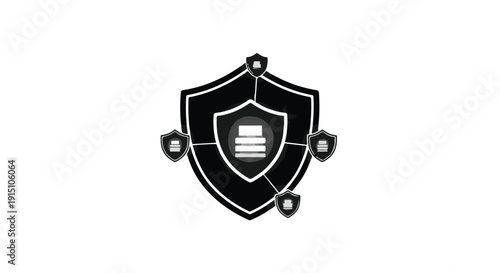 Shield protecting document secure protection concept black and white crest coat of arms