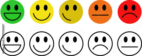 Smiley face icon emoticon in solid and outline styles, emoji expressions, Neutral Face, Smile Vector Happy Icon for modern user interface.