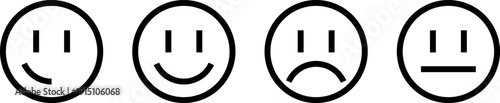 Smiley face icon emoticon in solid and outline styles, emoji expressions, Neutral Face, Smile Vector Happy Icon for modern user interface.