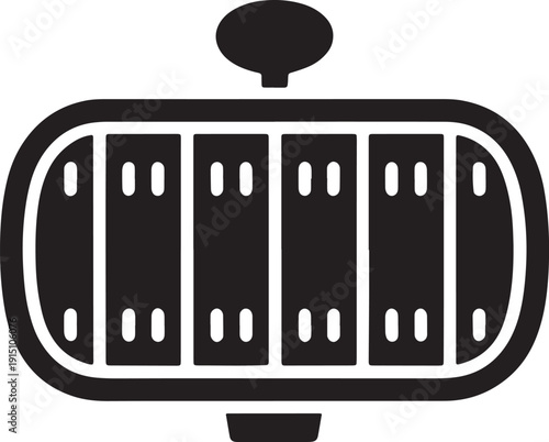 Simple vector illustration of foosball soccer table top view icon black glyph on transparent background