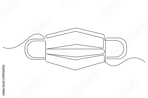 Minimalist medical mask continuous line drawing simple safety outline isolated art design