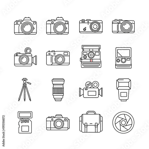 Various camera icons for photography and videography needs