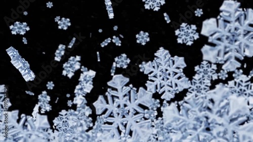 Wallpaper Mural Soft White Snowflakes Gently Falling on Black Winter Background Torontodigital.ca