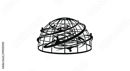 Birdcage with bird inside, black illustration of cage and avian, isolated on white background, simple minimalist design