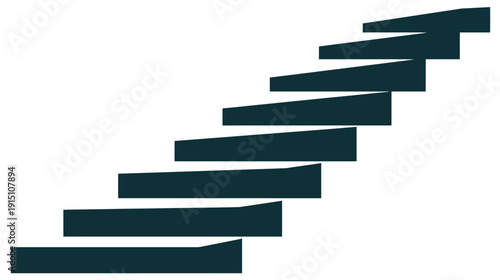 Dark blue blocks in a zig-zag pattern, climbing upwards against a white background