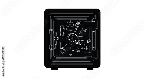 Black safe with combination lock on front in studio close-up view secure protection for valuable assets and documents