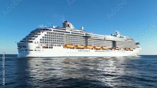 Luxury Cruise Ship Sailing Ocean Waters.