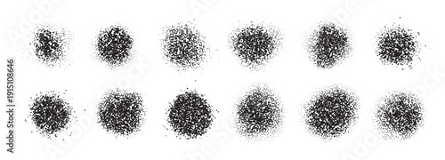 Dissolve scattered particles texture dots and round shapes. Spray paint graffiti dots with stipple gradient effect. Aerosol design circles, dust powder overlays. Distress stipple effect.