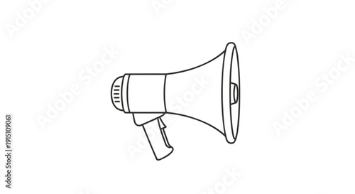 Vector illustration of a black line drawing megaphone isolated on transparent background