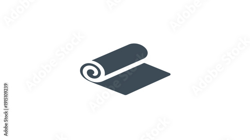 A rolled-up mat icon, partly unrolled on a white background, representing yoga or similar activity