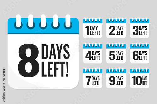 Countdown daily page calendar icon - 8 days left