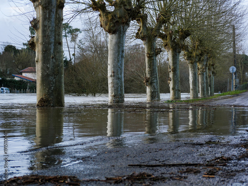 Ville de Tartas, subissant les débordements de la midouze, suite à la tempête Nils, Février 2026