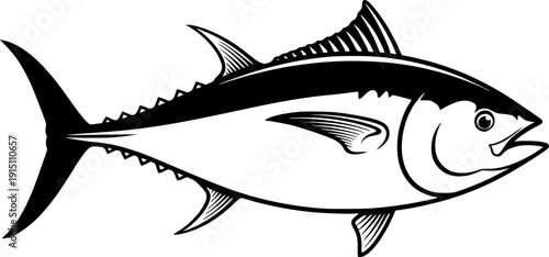 Dynamic Tuna Fish Silhouette - Pelagic Marine Wildlife and Sportfishing Vector