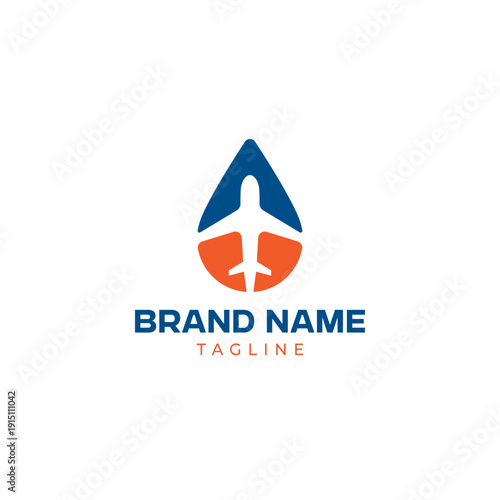 Modern Aviation and Oil Energy Logo Template with Airplane Symbol for Transport, Fuel, and Industrial Company
