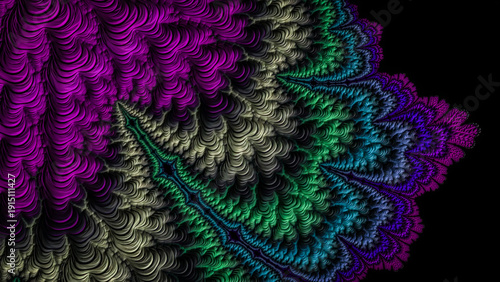 Принти на полотні Fractal Design Creates Colorful Patterns in Shades of Purple, Green, and Black