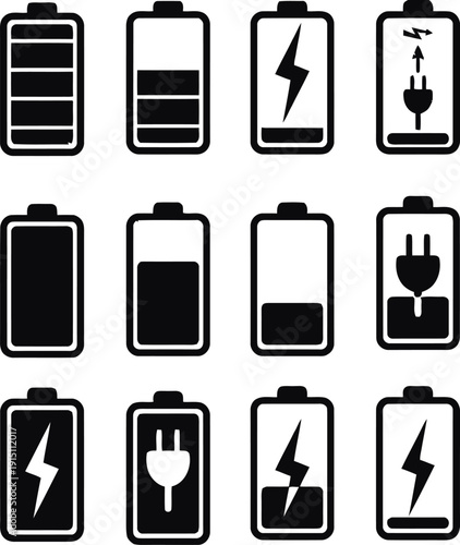 Battery Level and Charging Status Icons Collection