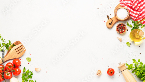 Healthy food background on white.