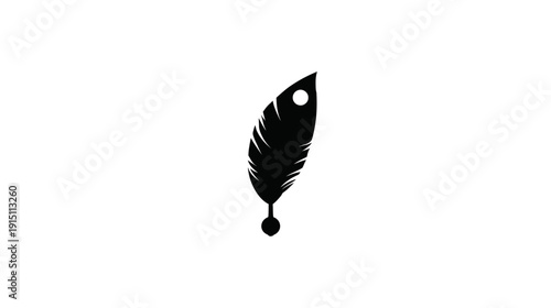 A black, stylized feather is centered on a white background, suggesting a simple logo design