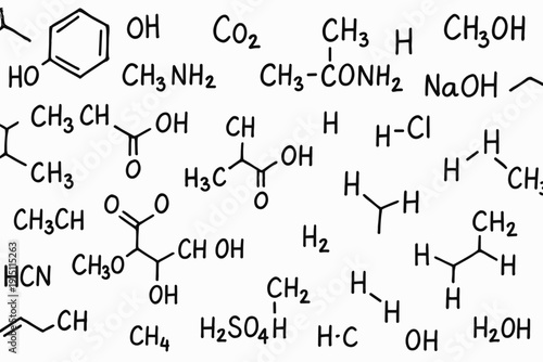Chaotic Mess of Organic Chemistry Formulas | Random Molecules and Reagents ASCII Art Funny Science