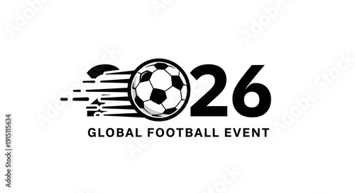 Dynamic Global Football Event Illustration Featuring Soccer Ball and Number 26