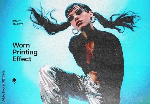 Worn Printing Photo Effect Mockup