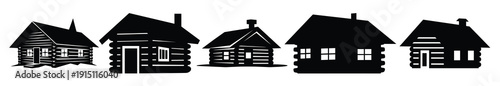 log cabin silhouette clipart bundle