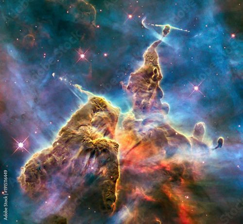 Bild auf Leinwand Mystic Mountain in Carina Nebula Captured by Hubble Space Telescope