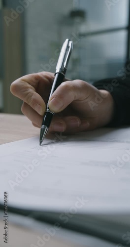 Reviewing documents at the office desk