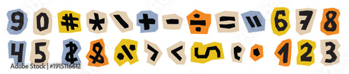 paper cut out numbers and signs collection punctuation