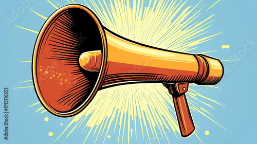 A colorful illustration of a megaphone on transparent background