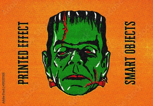 Halftone Printing Effect Mockup