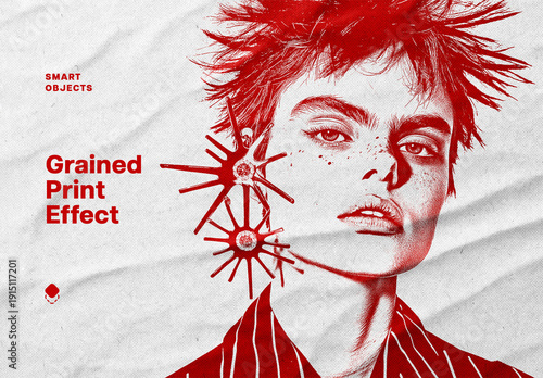 Grained Print Photo Effect Mockup
