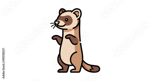 Cute cartoon ferret standing on hind legs with a friendly expression.