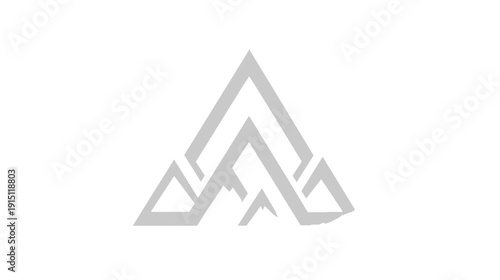 Gray geometric mountain-like logo on a white background. It's an abstract illustration