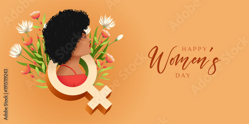happy womens day banner illustration for womens equality day