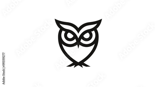 Minimalist illustration of an owl, constructed with bold black lines, against a clean white background