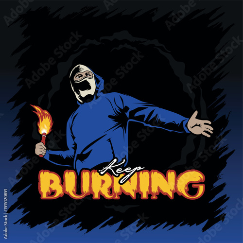 ultras holding hand flare with abstract vector design