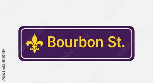 New orleans street sign with fleur de lis symbol on purple background