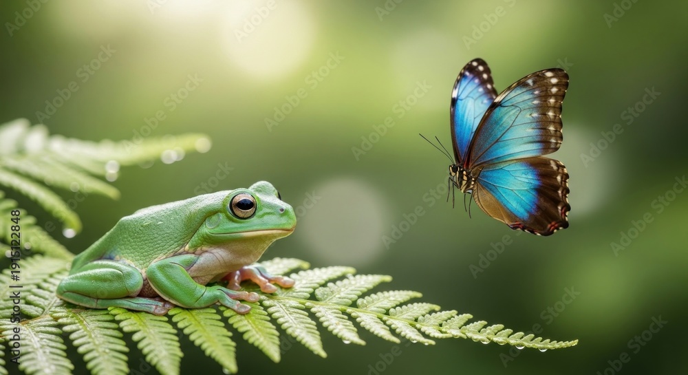 Naklejka premium frog on a leaf