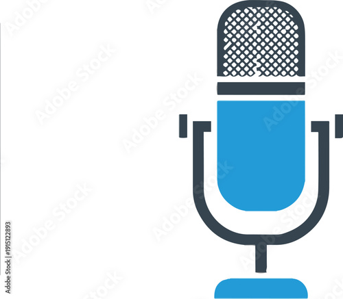 Modern Condenser Microphone Icon – Flat Vector Illustration for Audio Recording, Podcasting, Live Streaming, Broadcasting, Music Studio, Voice Communication and Web or Mobile App Interface Design