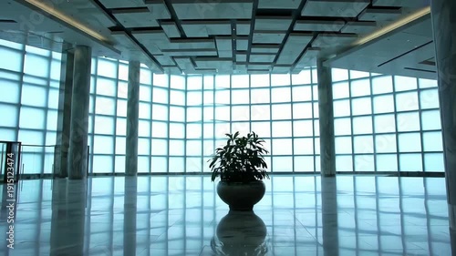 Modern Lobby with Potted Plant Interior.