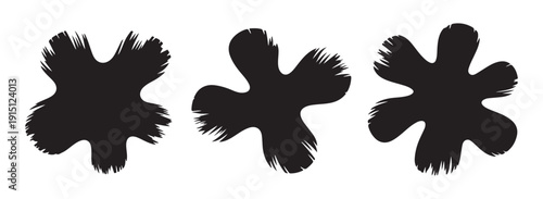 Set of hand painted abstract blobs with rough edges, creative organic forms for design